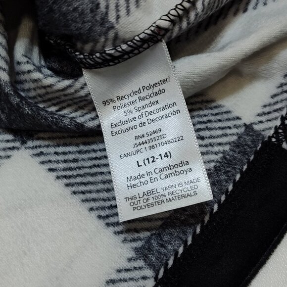 Joyspun Notch Collar Pajama Top Black & White Plaid Women's Large (12-14) NWT - Picture 7 of 9